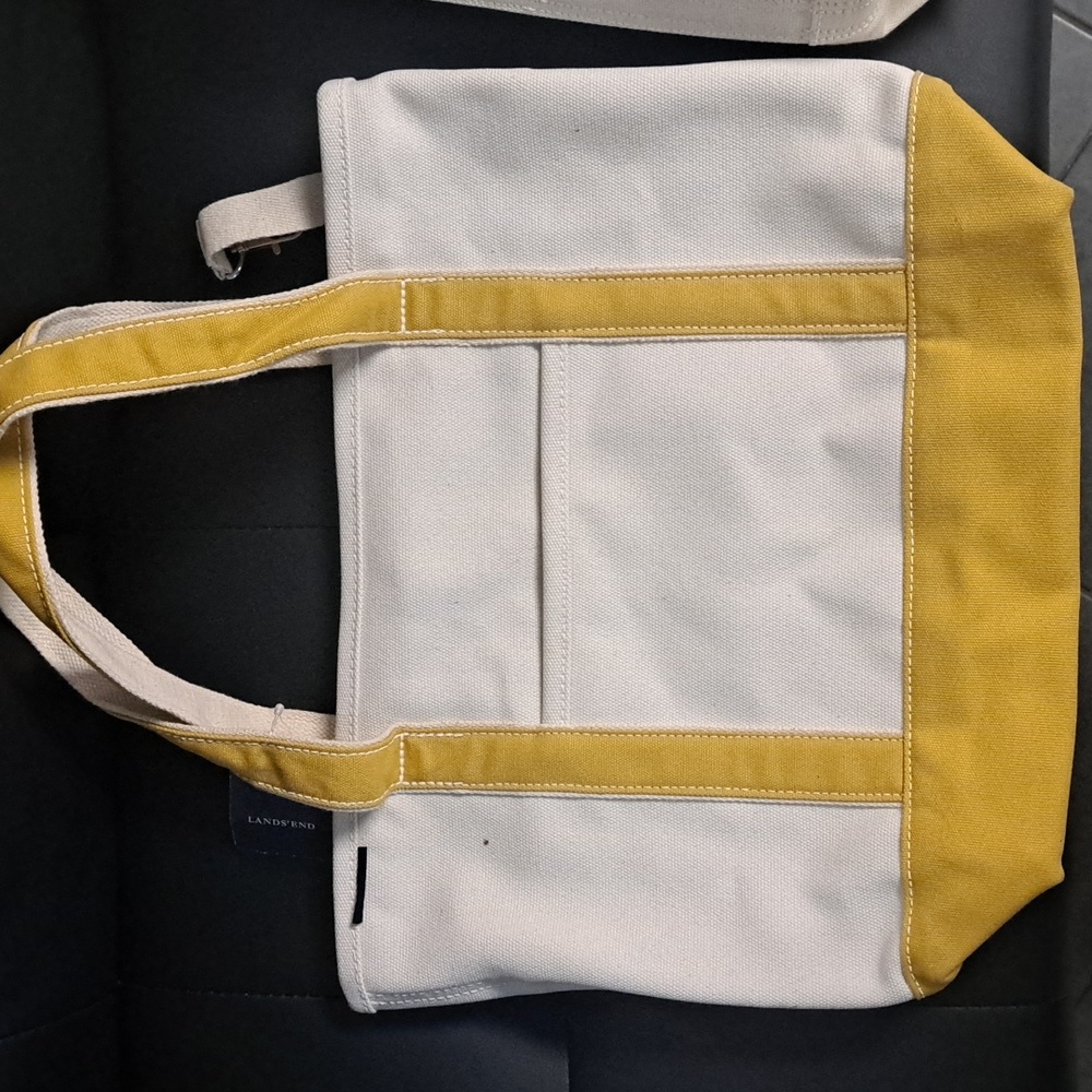 Lands End yellow/cream tote bag